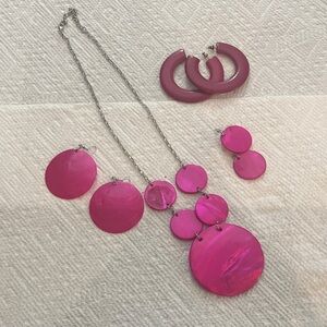 Pink Jewelry Set with Necklace and Earrings